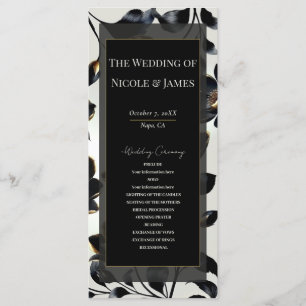 Black & Gold Floral Greige Wedding Programm