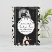 Black & Gold Floral Greige Wedding Save the Date (Stehend Vorderseite)