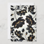 Black & Gold Floral Greige Wedding Save the Date (Rückseite)