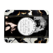 Black & Gold Floral Greige Wedding Save the Date Magnet (Horizontal)