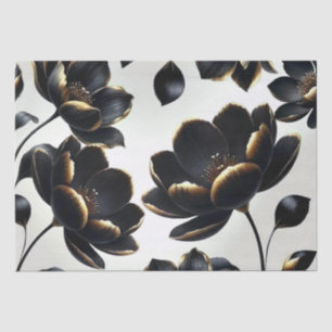 Black & Gold Floral Greige Wedding Seidenpapier