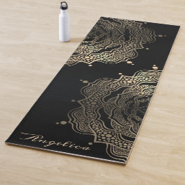 Black Gold Floral Mandala Beautiful Dark Custom Yogamatte