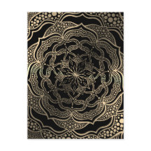 Black & Gold Floral Mandala Schöner, stilvoller Ch