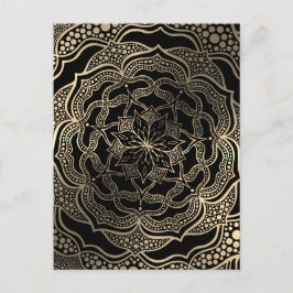 Black & Gold Floral Mandala Schöner, stilvoller Ch Postkarte