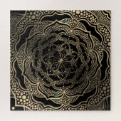 Black & Gold Floral Mandala Schöner, stilvoller Ch Puzzle (Horizontal)