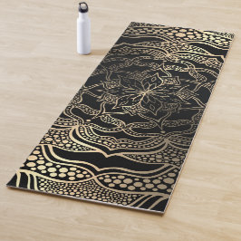 Black & Gold Floral Mandala Schöner, stilvoller Ch Yogamatte
