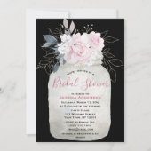 Black Gold Floral Mason Jar Brautparty Einladung (Vorderseite)