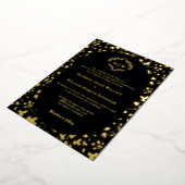 Black & Gold Floral Monogram Elegant Luxe wedding Folieneinladung (Gedreht)