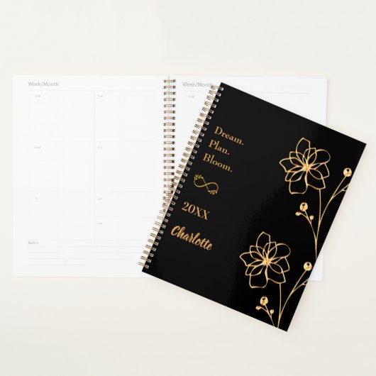 Black gold floral motivational quote 2026 planer (Anzeige)