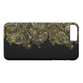 Black & Gold Floral Paisley Lace Case-Mate iPhone Hülle (Rückseite (Horizontal))