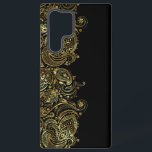 Black & Gold Floral Paisley Lace Samsung Galaxy Hülle<br><div class="desc">Vintage,  elegante Goldtöne mit blumengeschmücktem Paisley auf schwarzem Hintergrund.</div>