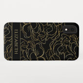 Black Gold Floral Personalisiert Case-Mate iPhone Hülle (Rückseite (Horizontal))