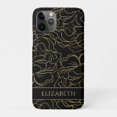 Black Gold Floral Personalisiert Case-Mate iPhone Hülle (Rückseite)