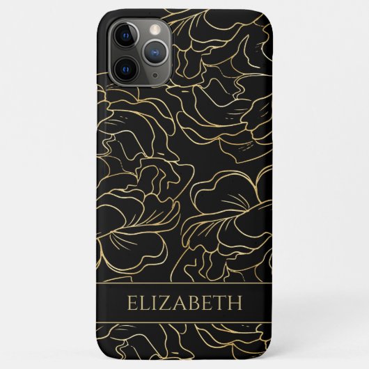 Black Gold Floral Personalisiert Case-Mate iPhone Hülle (Rückseite)