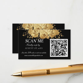 Black Gold Floral Rose Classic Wedding RSVP  Begleitkarte