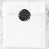 Black Gold Floral Round-Address-Label Runder Aufkleber (Tasche)