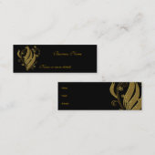 Black Gold Floral Skinny Mini Visitenkarte (Vorne/Hinten)