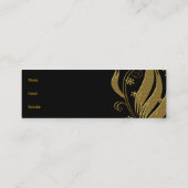 Black Gold Floral Skinny Mini Visitenkarte (Rückseite)