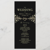 Black Gold Floral Wedding Program Programm (Vorderseite)