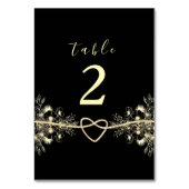 Black Gold Floral Wedding Tischnummer (Vorderseite)
