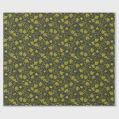 Black & Gold floral wrapping paper Geschenkpapier (Flach)
