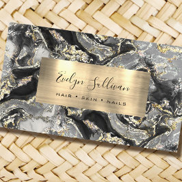 Black Gold Fluid Marble Business Card Visitenkarte