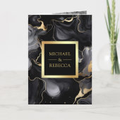 Black Gold Fluid Tinte QR Code Foto Collage Weddin Einladung (Vorderseite)