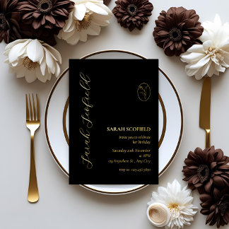Black & Gold Foil 30. Geburtstag Einladung