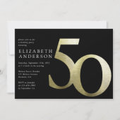 Black Gold Foil 50. Geburtstag Einladung (Vorderseite)