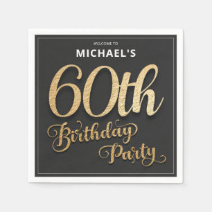 Black Gold Foil 60. Geburtstagsparty Serviette
