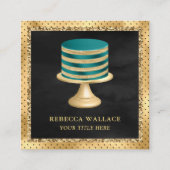 Black Gold Foil Aquamarin Cake Bäckerei Quadratische Visitenkarte (Vorderseite)