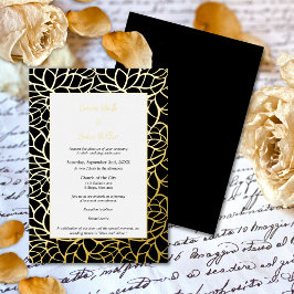 Black Gold Foil Blätter Einladungs-Karte Hochzeit Folieneinladung