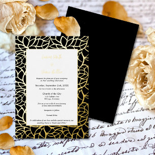 Black Gold Foil Blätter Einladungs-Karte Hochzeit Folieneinladung