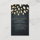 Black & Gold Foil Blätter mit Yoga Meditation Pose Visitenkarte (Rückseite)