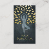 Black & Gold Foil Blätter mit Yoga Meditation Pose Visitenkarte (Vorderseite)