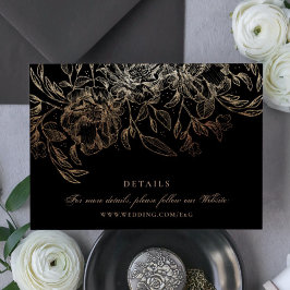 Black Gold Foil Bloral Hand Drawn Elegante Hochzei Begleitkarte