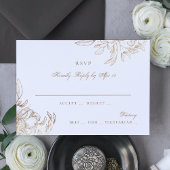 Black Gold Foil Bloral Hand Drawn Elegante Hochzei RSVP Karte