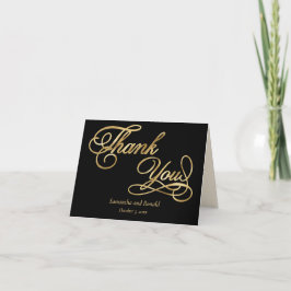 Black Gold Foil Calligraphie Formal Danke Karte