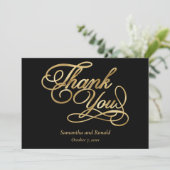 Black Gold Foil Calligraphie Formal Danke Karte (Stehend Vorderseite)