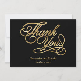 Black Gold Foil Calligraphie Formal Danke Karte