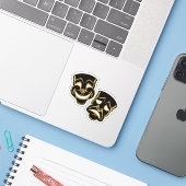 Black Gold Foil Comedy und Tragedy Theater Aufkleber (Laptop mit iPhone)