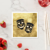 Black Gold Foil Comedy und Tragedy Theater Hochzei Serviette (Beispiel)