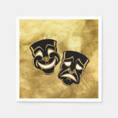 Black Gold Foil Comedy und Tragedy Theater Hochzei Serviette (Vorderseite)