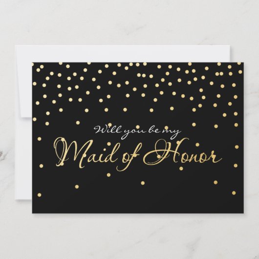 Black & Gold Foil Confetti Dots TRAUZEUGIN Karte (Vorderseite)