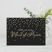 Black & Gold Foil Confetti Dots TRAUZEUGIN Karte (Stehend Vorderseite)