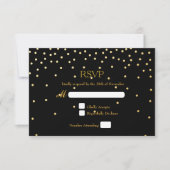 Black & Gold Foil Confetti Dots Wedding RSVP Card (Vorderseite)