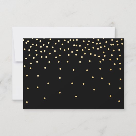 Black & Gold Foil Confetti Dots Wedding RSVP Card (Rückseite)