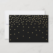 Black & Gold Foil Confetti Dots Wedding RSVP Card Karte (Rückseite)