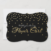 Black Gold Foil Confetti FLOWER MIRL Card Einladung (Vorderseite)