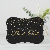 Black Gold Foil Confetti FLOWER MIRL Card Einladung (Stehend Vorderseite)